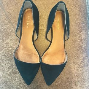 Halogen Black Suede and Leather D’orsay Flats